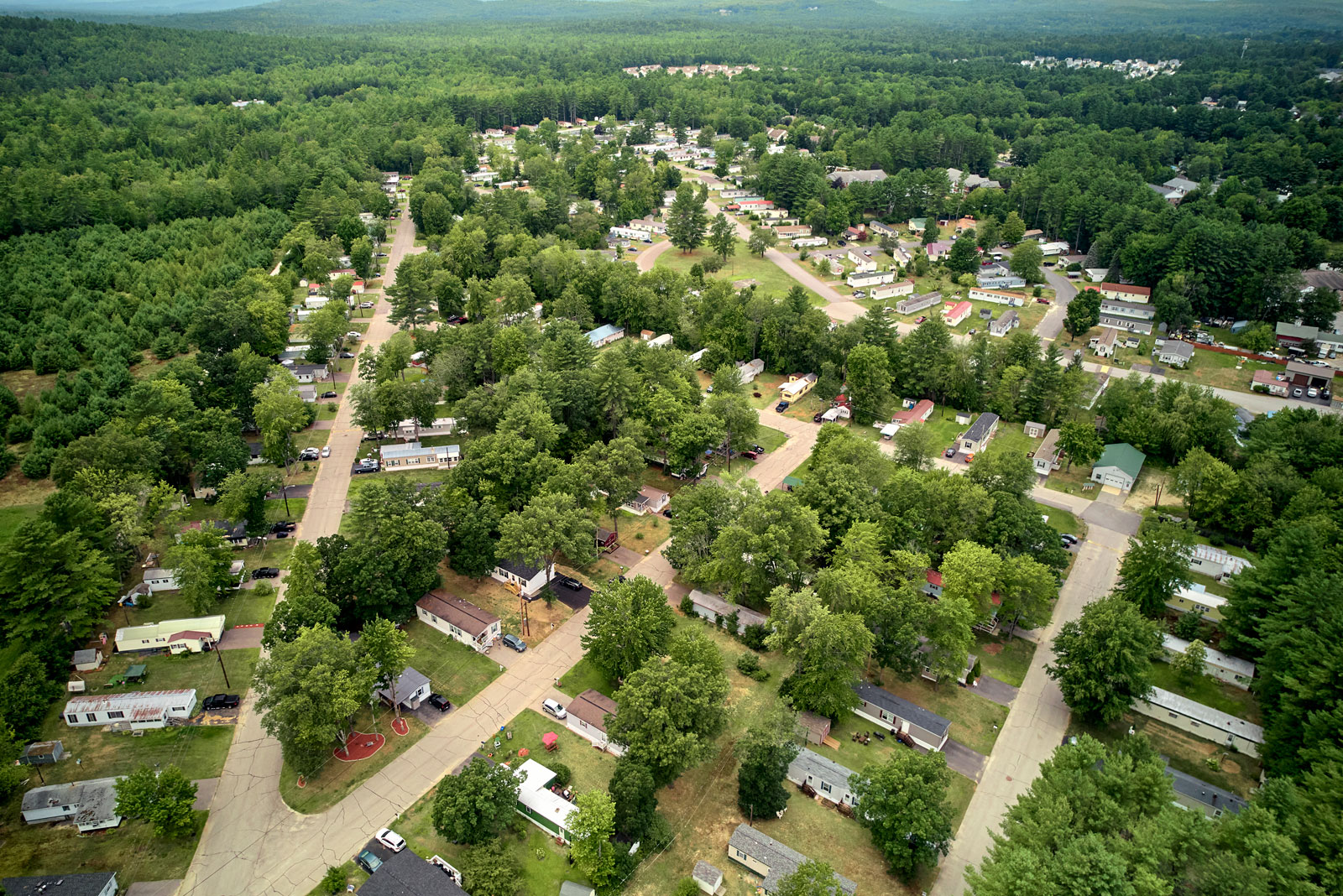 Aerial view of manufactured-home communities in Concord, NH