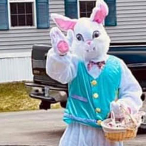 An Easter Bunny visited Exeter River MHP Cooperative.
